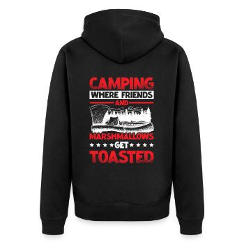 Camping Where Friends and Marshmallows Toast 2 - Unisex Premium Bio Zip Hoodie - Schwarz - Hinten - Nico (187cm)