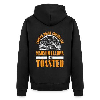 Camping Where Friends and Marshmallows Toast 3 - Unisex Premium Bio Zip Hoodie - Schwarz - Hinten - Nico (187cm)