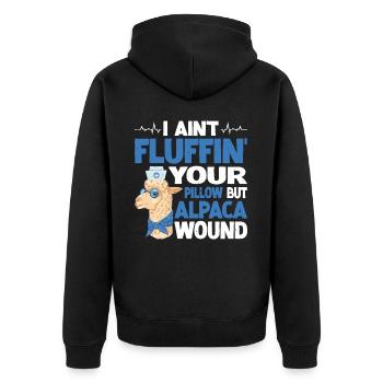 I Ain't Fluffin' Your Pillow But Alpaca Wound 3 - Unisex Premium Organic Zip Hoodie - black - Back - Nico (187cm)
