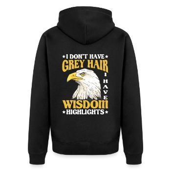 Je n’ai pas de cheveux gris, j’ai des mèches de sagesse 2 - Veste à capuche bio Premium Unisexe - noir - Dos - Nico (187cm)