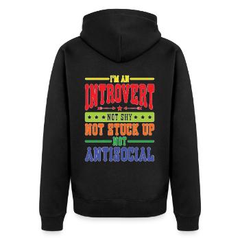 I'm an introvert, not shy, not antisocial - Unisex Premium Organic Zip Hoodie - black - Back - Nico (187cm)