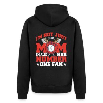 I'm Not Just Her Mom I'm Also Her Number One Fan 2 - Unisex Premium Bio Zip Hoodie - Schwarz - Hinten - Nico (187cm)