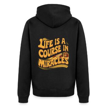La vie est un cours en miracles 9 - Veste à capuche bio Premium Unisexe - noir - Dos - Nico (187cm)
