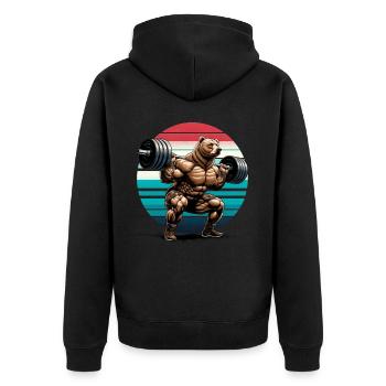 Entraînement de gymnastique de squat d'haltérophile Strong Bear - Veste à capuche bio Premium Unisexe - noir - Dos - Nico (187cm)