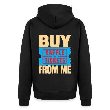 Buy Raffle Tickets From Me 5 - Unisex Premium Bio Zip Hoodie - Schwarz - Hinten - Nico (187cm)