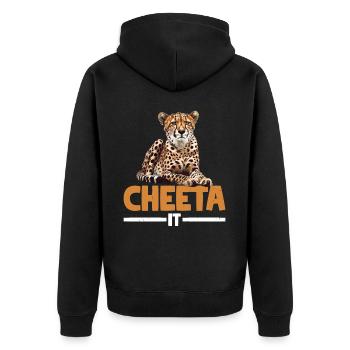 Cheeta It 2 - Unisex Premium Bio Zip Hoodie - Schwarz - Hinten - Nico (187cm)