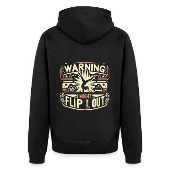 Attention, je pourrais me retourner 12 - Veste à capuche bio Premium Unisexe - noir - Dos - Nico (187cm)