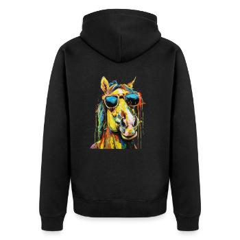 Cool Sunglasses Horse Covered In Rainbow Paint 2 - Unisex Premium Organic Zip Hoodie - black - Back - Nico (187cm)