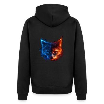 Chat rouge et bleu Art animalier féroce et vif - Veste à capuche bio Premium Unisexe - noir - Dos - Nico (187cm)