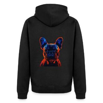 Bouledogue français rouge et bleu - Veste à capuche bio Premium Unisexe - noir - Dos - Nico (187cm)