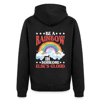 Be A Rainbow In Someone Else's Cloud 8 - Unisex Premium Bio Zip Hoodie - Schwarz - Hinten - Nico (187cm)