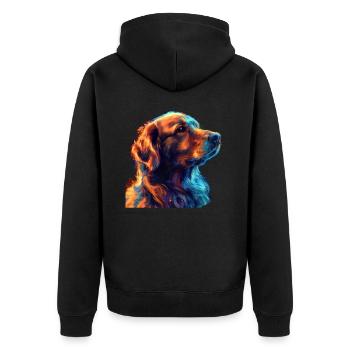 Red and Blue Golden Retriever Fierce - Unisex Premium Organic Zip Hoodie - black - Back - Nico (187cm)