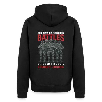 God Gives His Toughest Battles To His Strongest 12 - Unisex Premium Organic Zip Hoodie - black - Back - Nico (187cm)