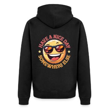 Have A Nice Day Somewhere Else 22 - Unisex Premium Organic Zip Hoodie - black - Back - Nico (187cm)