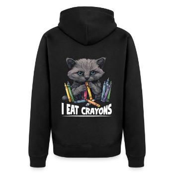 I Eat Crayons 28 - Unisex Premium Bio Zip Hoodie - Schwarz - Hinten - Nico (187cm)