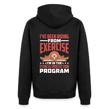 I'm In The Fitness Protection Program 6 - Unisex Premium Bio Zip Hoodie - Schwarz - Hinten - Nico (187cm)