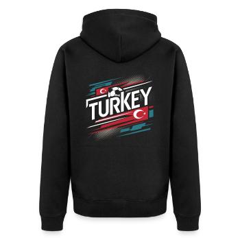 Turkey Gift Turkey Football Soccer Europe Turk - Unisex Premium Organic Zip Hoodie - black - Back - Nico (187cm)