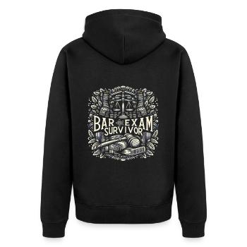 Bar Exam Survivor 11 - Unisex Premium Organic Zip Hoodie - black - Back - Nico (187cm)