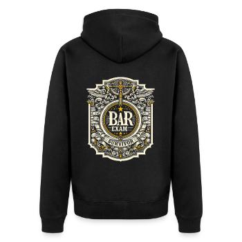 Bar Exam Survivor 12 - Unisex Premium Bio Zip Hoodie - Schwarz - Hinten - Nico (187cm)