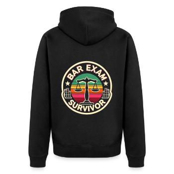 Bar Exam Survivor 14 - Unisex Premium Organic Zip Hoodie - black - Back - Nico (187cm)