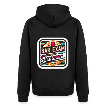 Bar Exam Survivor 15 - Unisex Premium Bio Zip Hoodie - Schwarz - Hinten - Nico (187cm)