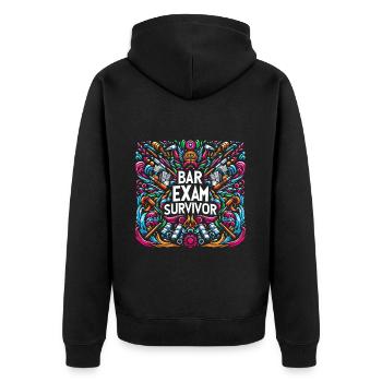 Bar Exam Survivor 19 - Unisex Premium Bio Zip Hoodie - Schwarz - Hinten - Nico (187cm)