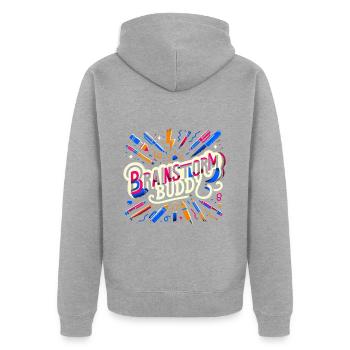Brainstorm Buddy 10 - Unisex Premium Bio Zip Hoodie - Grau meliert - Hinten - Nico (187cm)