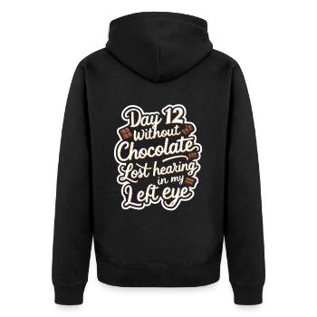 Day 12 Without Chocolate, Lost Hearing In My Eye21 - Unisex Premium Bio Zip Hoodie - Schwarz - Hinten - Nico (187cm)