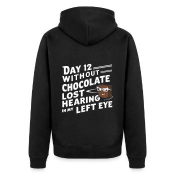 Jour 12 Sans chocolat, perte de l’audition dans mon œil24 - Veste à capuche bio Premium Unisexe - noir - Dos - Nico (187cm)
