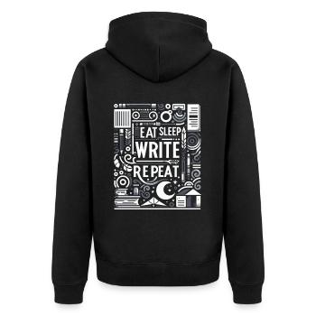 Manger Dormir Écrire Répéter 6 - Veste à capuche bio Premium Unisexe - noir - Dos - Nico (187cm)