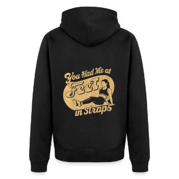 You Had Me At Feet In Straps 61 - Unisex Premium Bio Zip Hoodie - Schwarz - Hinten - Nico (187cm)