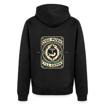 You Push I'll Catch 8 - Unisex Premium Organic Zip Hoodie - black - Back - Nico (187cm)