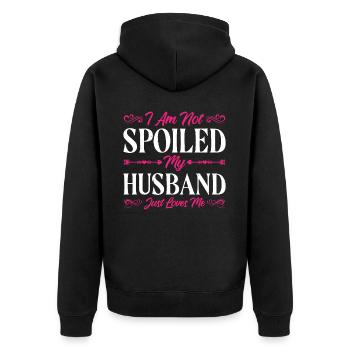Je ne suis pas gâtée, mon mari m’aime juste 14 - Veste à capuche bio Premium Unisexe - noir - Dos - Nico (187cm)