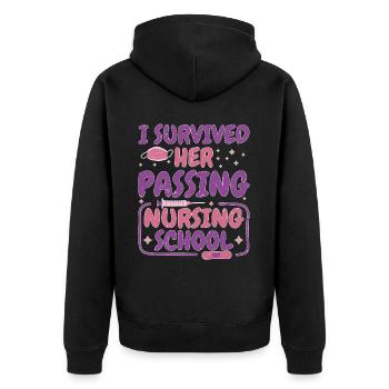 J’ai survécu à son décès à l’école d’infirmières 50 - Veste à capuche bio Premium Unisexe - noir - Dos - Nico (187cm)