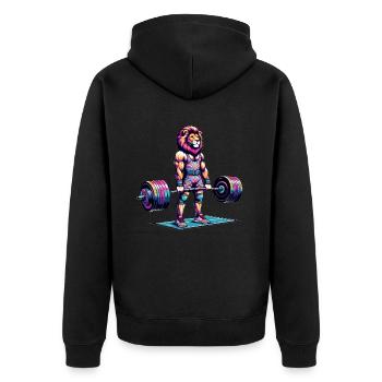 Soulevé de terre Rainbow Lion dans le gymnase - Veste à capuche bio Premium Unisexe - noir - Dos - Nico (187cm)