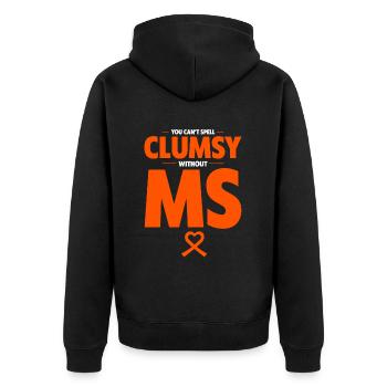 You Can't Spell Clumsy Without MS 2 - Unisex Premium Organic Zip Hoodie - black - Back - Nico (187cm)