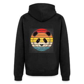 Vintage Sunset Panda Rétro - Veste à capuche bio Premium Unisexe - noir - Dos - Nico (187cm)