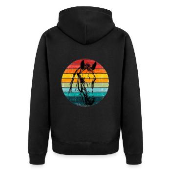 Vintage Sunset Cheval Rétro - Veste à capuche bio Premium Unisexe - noir - Dos - Nico (187cm)