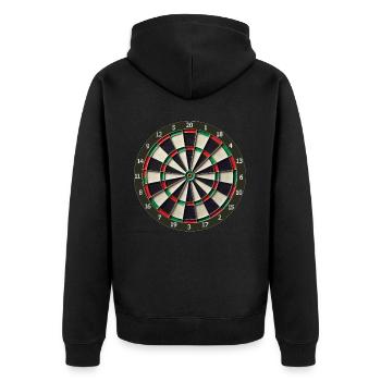 Portable Dart Board - Play Dart Instatly - Unisex Premium Organic Zip Hoodie - black - Back - Nico (187cm)