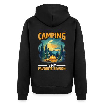 Le camping est ma saison 2 préférée - Veste à capuche bio Premium Unisexe - noir - Dos - Nico (187cm)