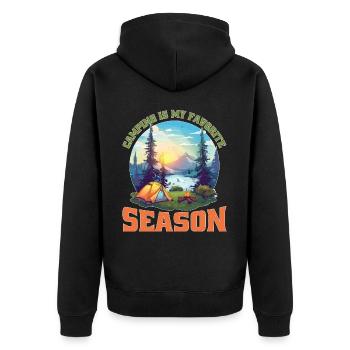 Le camping est ma saison préférée - Veste à capuche bio Premium Unisexe - noir - Dos - Nico (187cm)