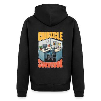 Cubicle Survivor - Unisex Premium Organic Zip Hoodie - black - Back - Nico (187cm)