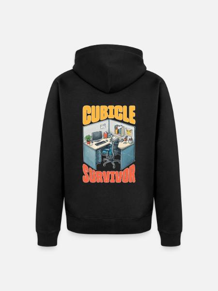 Cubicle Survivor - Unisex Premium Organic Zip Hoodie - black