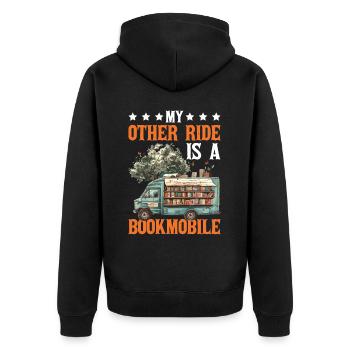 My Other Ride Is A Bookmobile 2 - Unisex Premium Organic Zip Hoodie - black - Back - Nico (187cm)