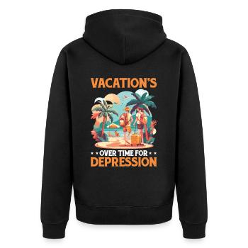 Vacation's Over Time For Depression 2 - Unisex Premium Organic Zip Hoodie - black - Back - Nico (187cm)