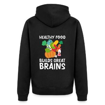 Les aliments sains pour développer un excellent cerveau 2 - Veste à capuche bio Premium Unisexe - noir - Dos - Nico (187cm)