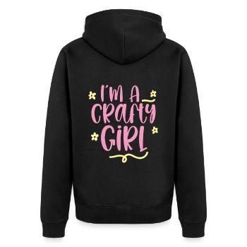 I'm A Crafty Girl 2 - Unisex Premium Bio Zip Hoodie - Schwarz - Hinten - Nico (187cm)