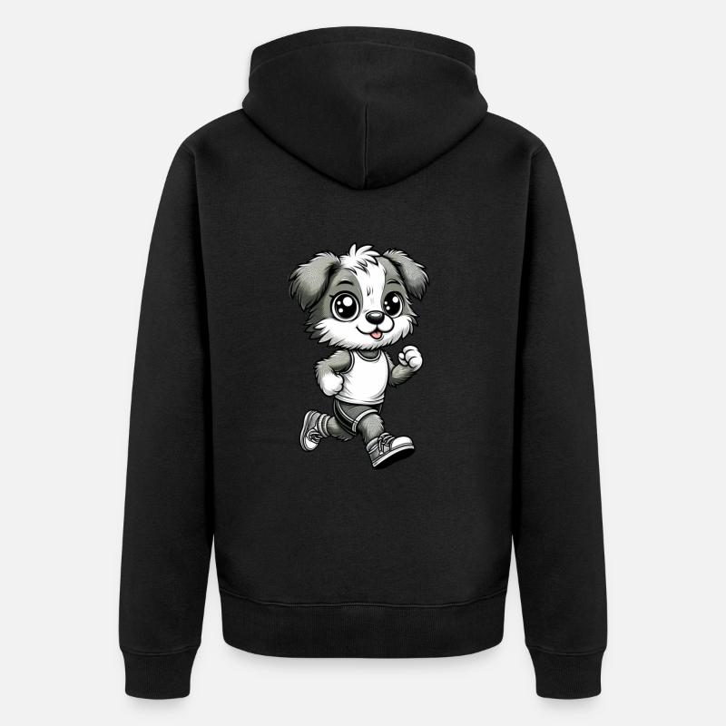 Cute Marathon Runner Dog - Unisex Premium Bio Zip Hoodie - Schwarz