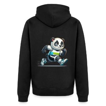Cute Marathon Runner Panda - Unisex Premium Bio Zip Hoodie - Schwarz - Hinten - Nico (187cm)