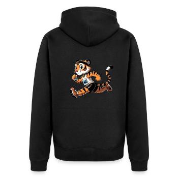 Cute Marathon Runner Tiger - Unisex Premium Bio Zip Hoodie - Schwarz - Hinten - Nico (187cm)